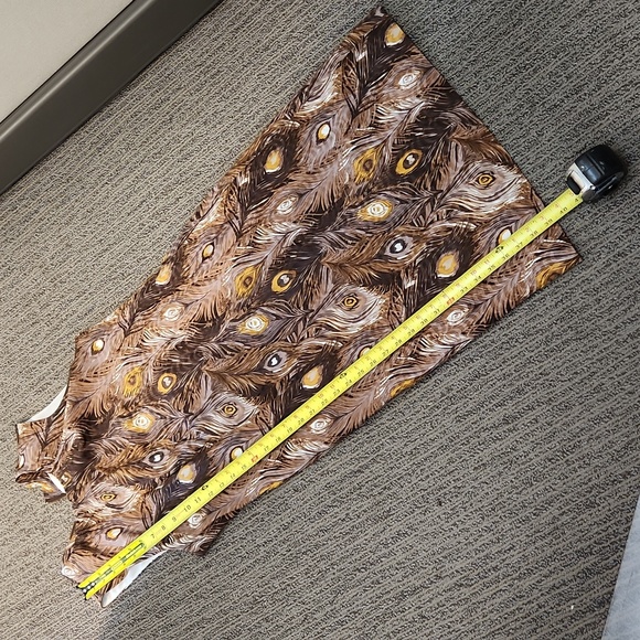 Tory Burch Brown Peacock Feather Dress Size 10 - Picture 10 of 14